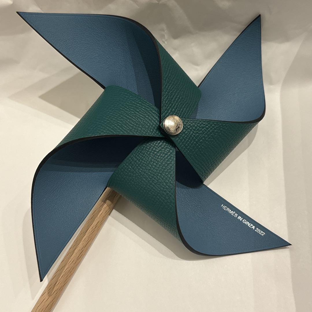 希少カラー HERMES エルメス ヴォーエプソン 風車 グリーン×ブルー 箱