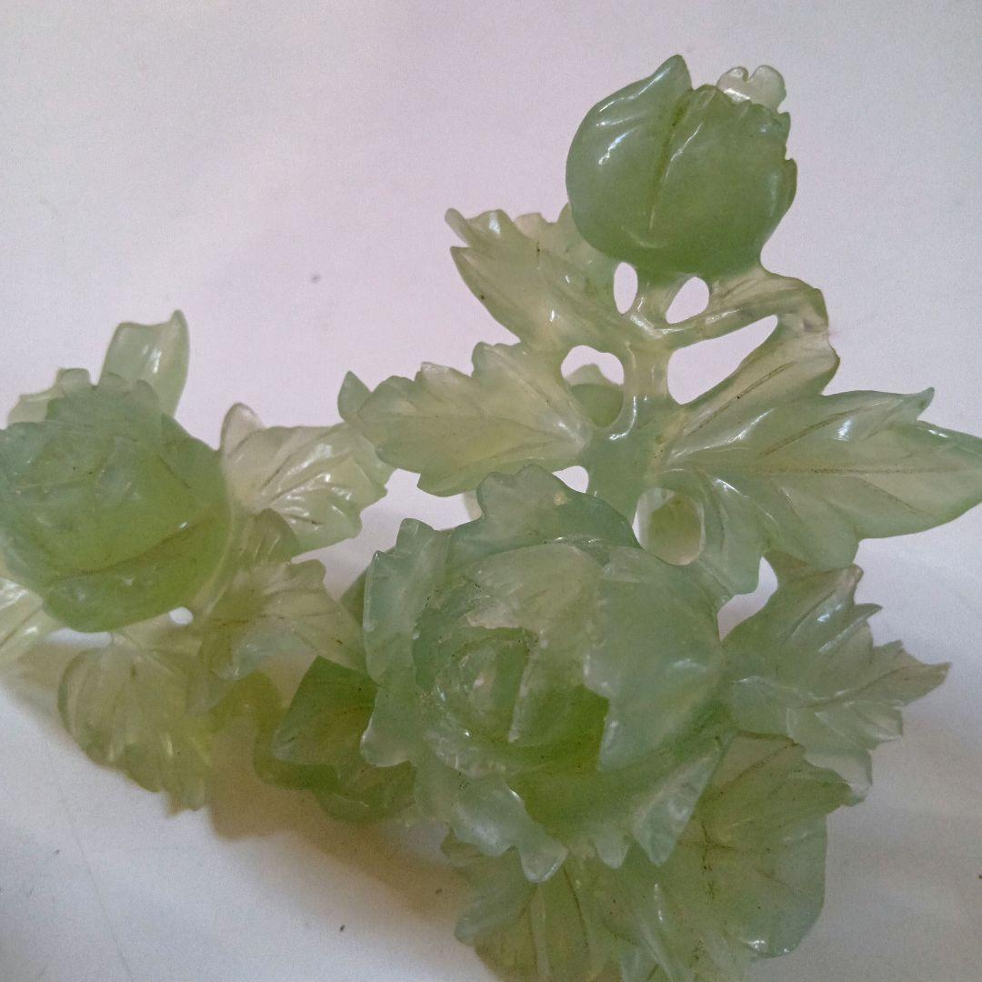 特大26cm 玉 彫刻花瓶 牡丹透かし彫り縁起物 中国美術 台座付 分離式