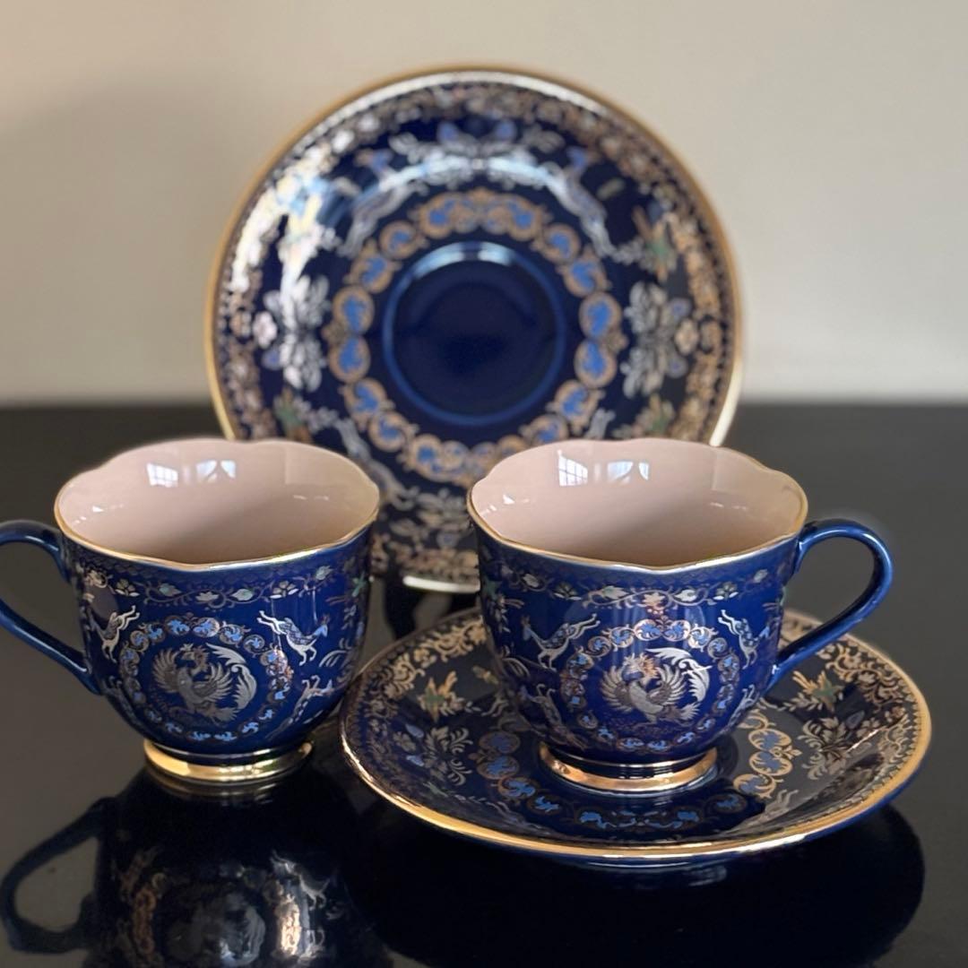 九谷焼 鹿窯 深藍譜 鳳凰 カップ＆ソーサー 2客セット - メルカリ