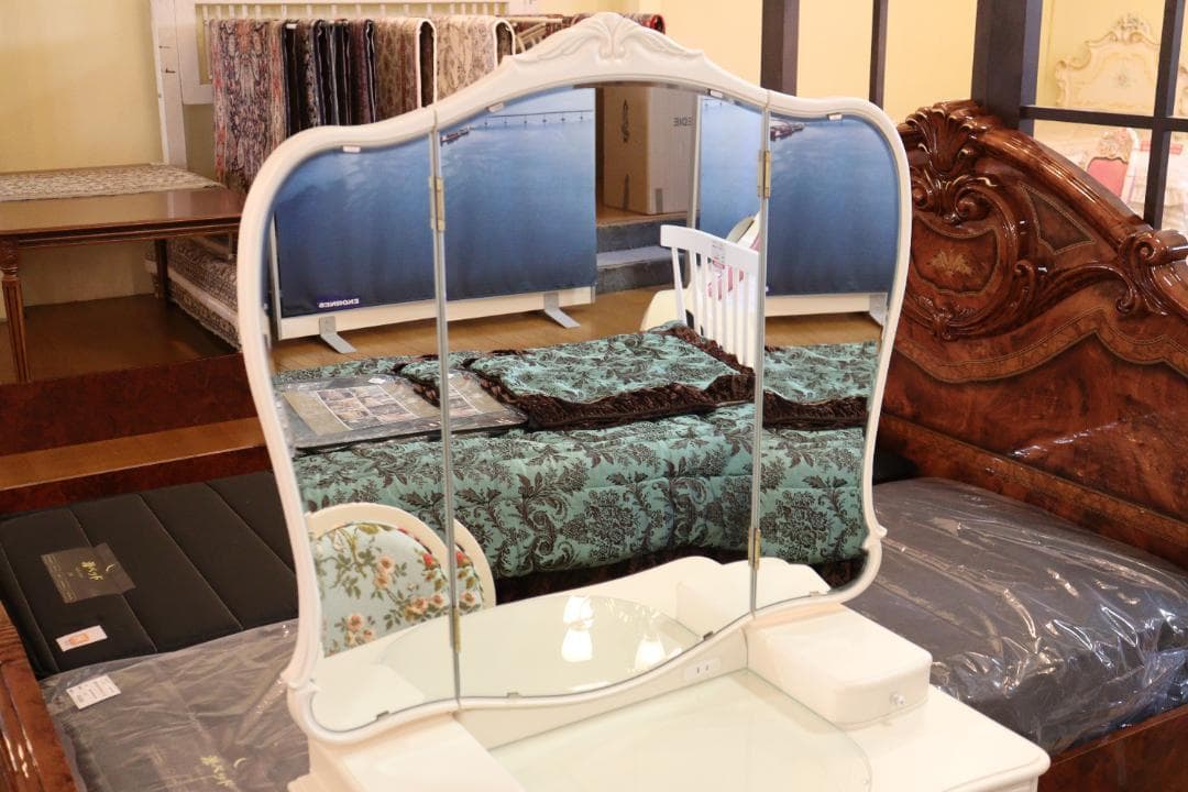 日本製 ドレッサーセット 椅子付き 猫脚 ホワイト カンティーニュ