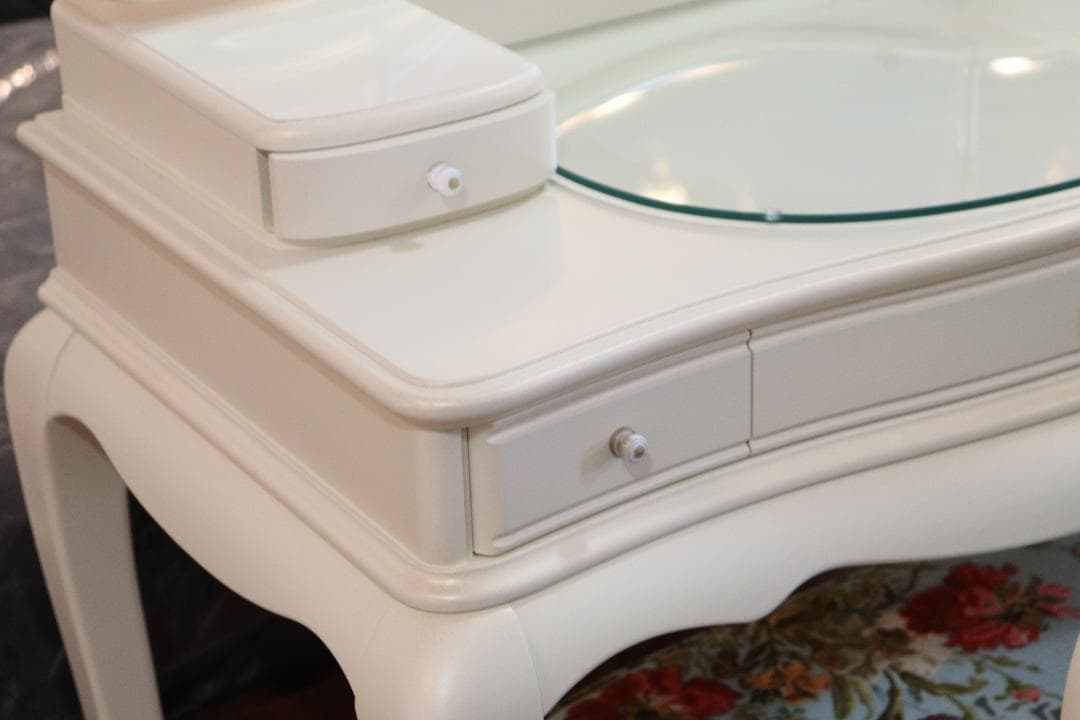 日本製 ドレッサーセット 椅子付き 猫脚 ホワイト カンティーニュ