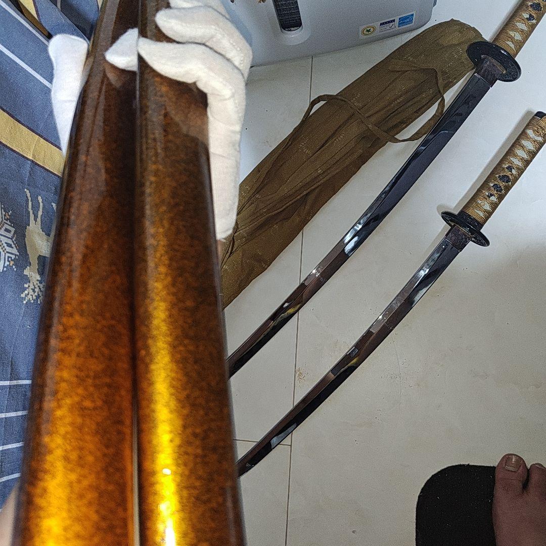 模造刀 2本 黄塗鞘 袋付き ジャンク扱い