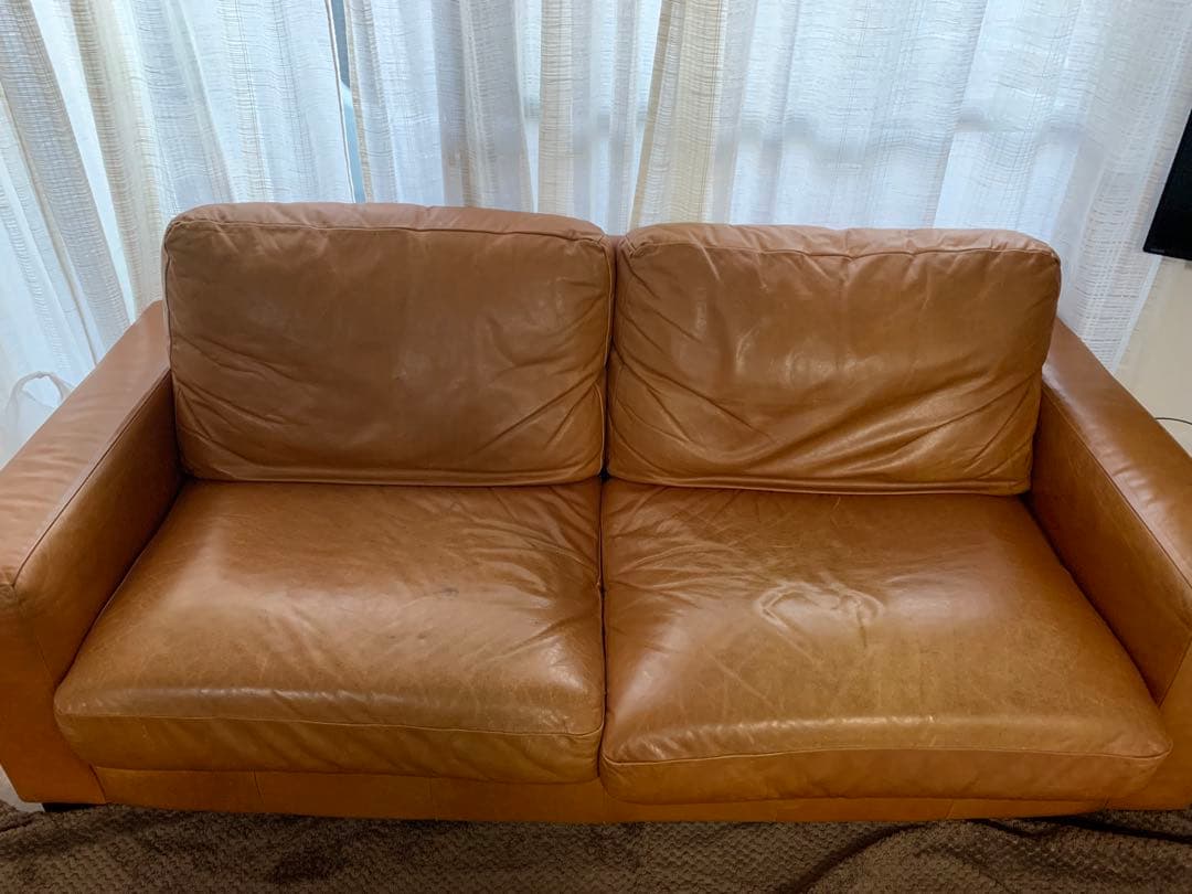 ブラウン レザー 3人掛けソファグラムソファ