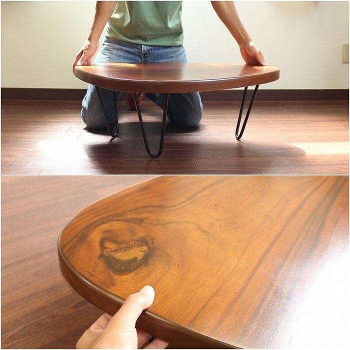 在庫セール 値下げ チーク 無垢 鉄脚 テーブル ちゃぶ台 サイドテーブル