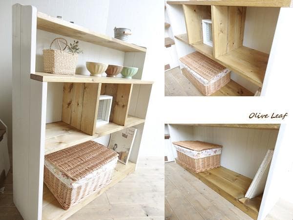 サイズ、デザインオーダー可！仕切りデザインラック。シャビーホワイト受注製作