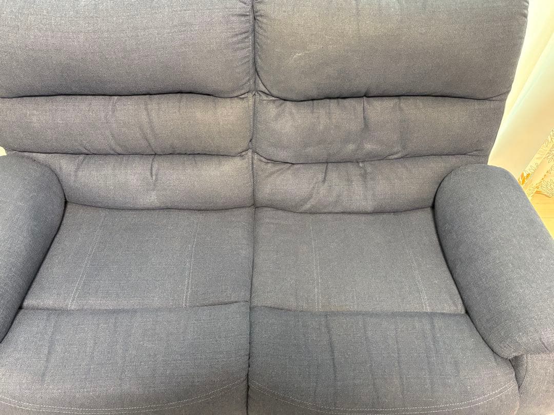 ネイビー リクライニングソファ 2人掛け　ニトリ