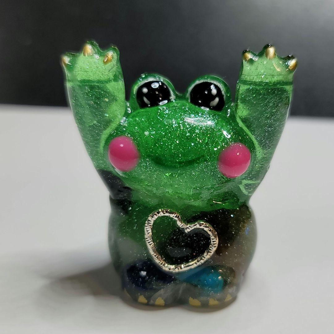 かえるオルゴナイト BIGサイズ ローズクォーツ ピンクトルマリン