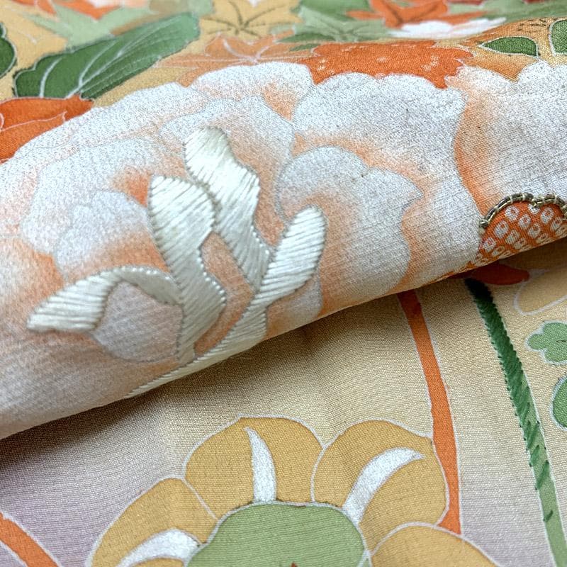 508aj2■ハーフ成人式 アンティーク着物&長襦袢 ジュニア 刺繍■良好