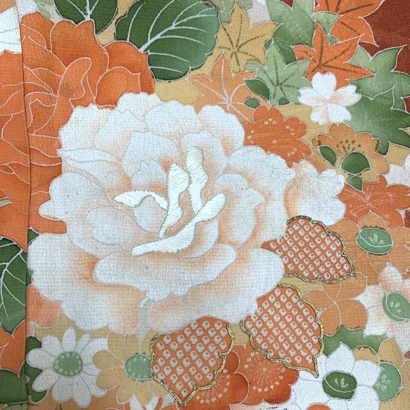 508aj2■ハーフ成人式 アンティーク着物&長襦袢 ジュニア 刺繍■良好