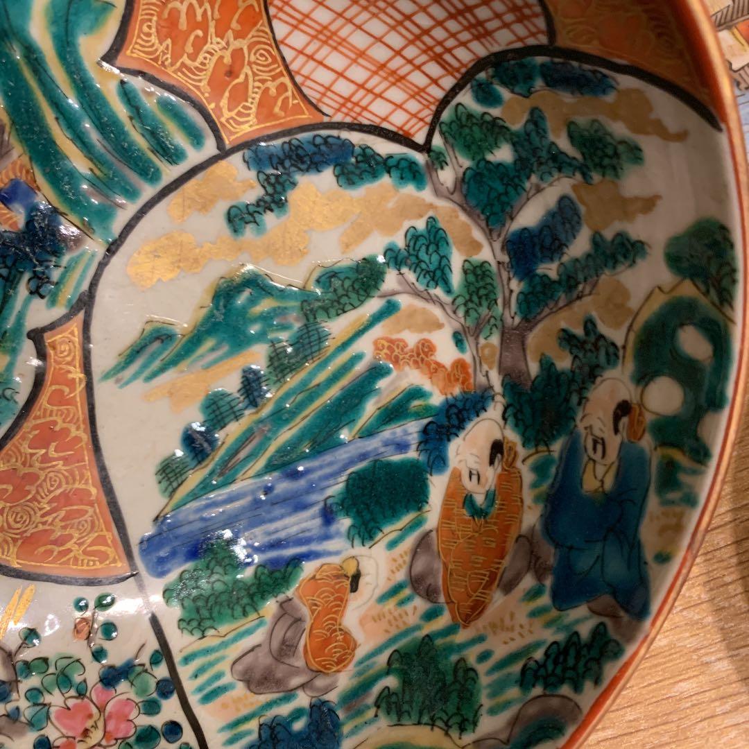 九谷庄三　彩色金蘭手　4枚と菓子鉢1個　　アンティーク