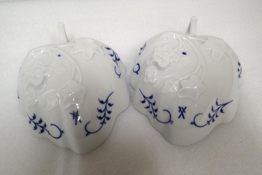 205/未使用品マイセン ブルーオニオン リーフディッシュ プレート 2点セット