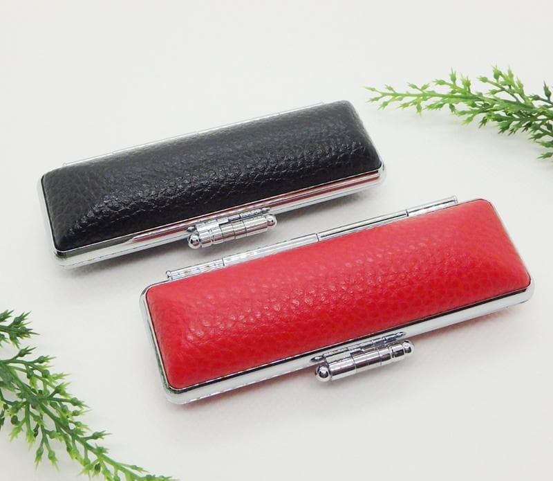 琥珀 オーダー印鑑 3点ハンコセット 牛もみ皮ケース付き（ 鶴亀ケース ）