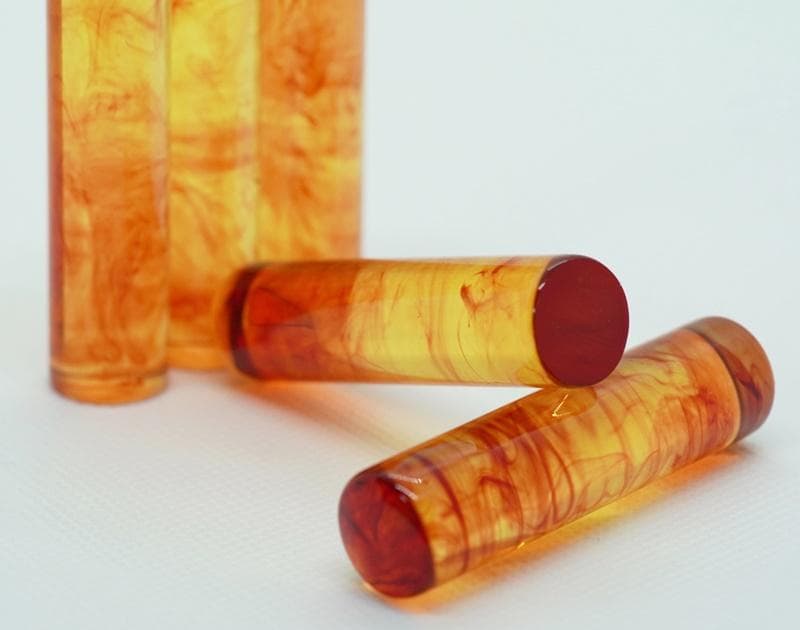 琥珀 オーダー印鑑 3点ハンコセット 牛もみ皮ケース付き（ 鶴亀ケース ）