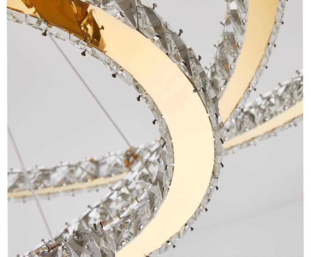 リモコン付き現代K9水晶LEDシャンデリアは、独特のダブルリング北ヨー