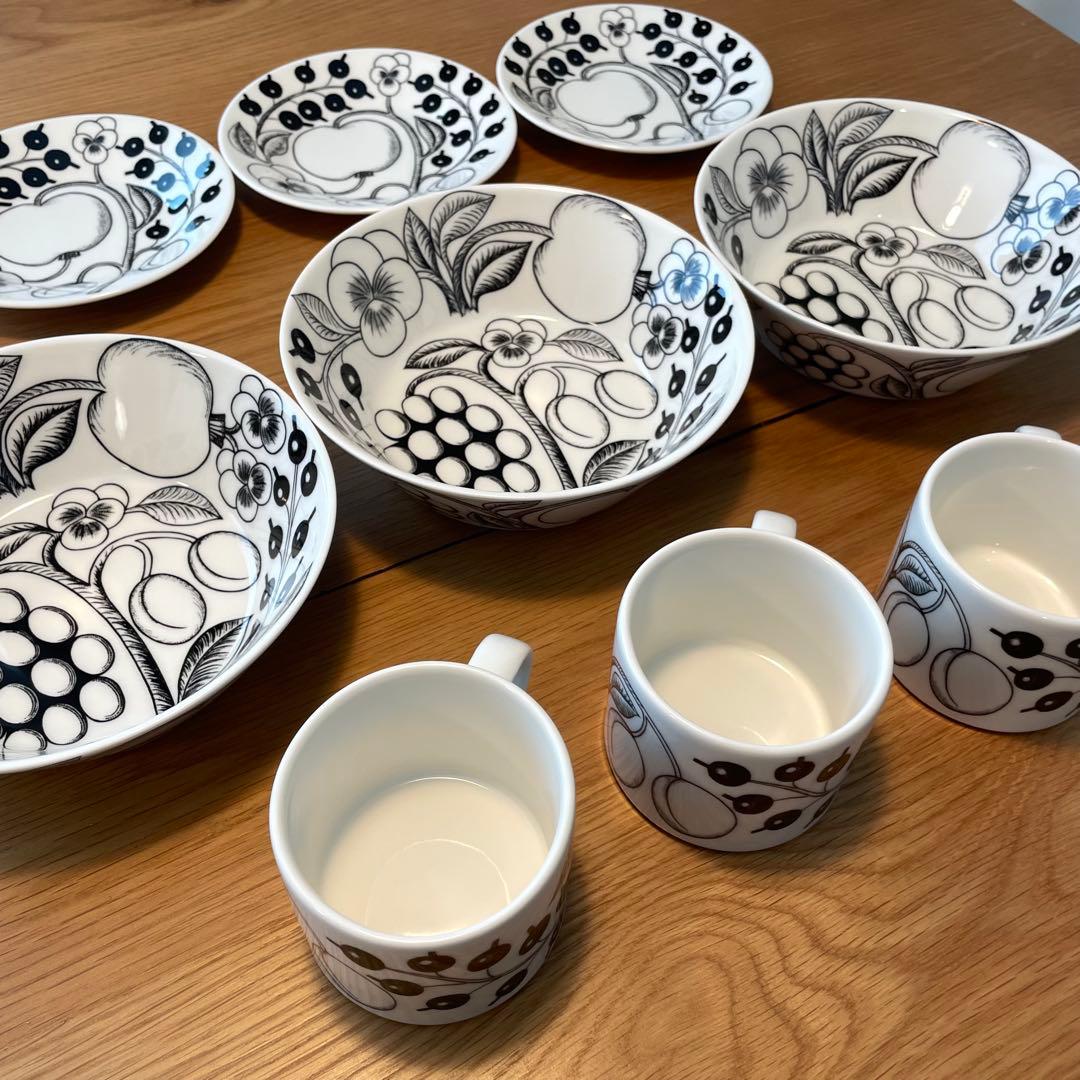 美品】レア旧ロゴ アラビア ブラックパラティッシ ボウル 17cm 3個