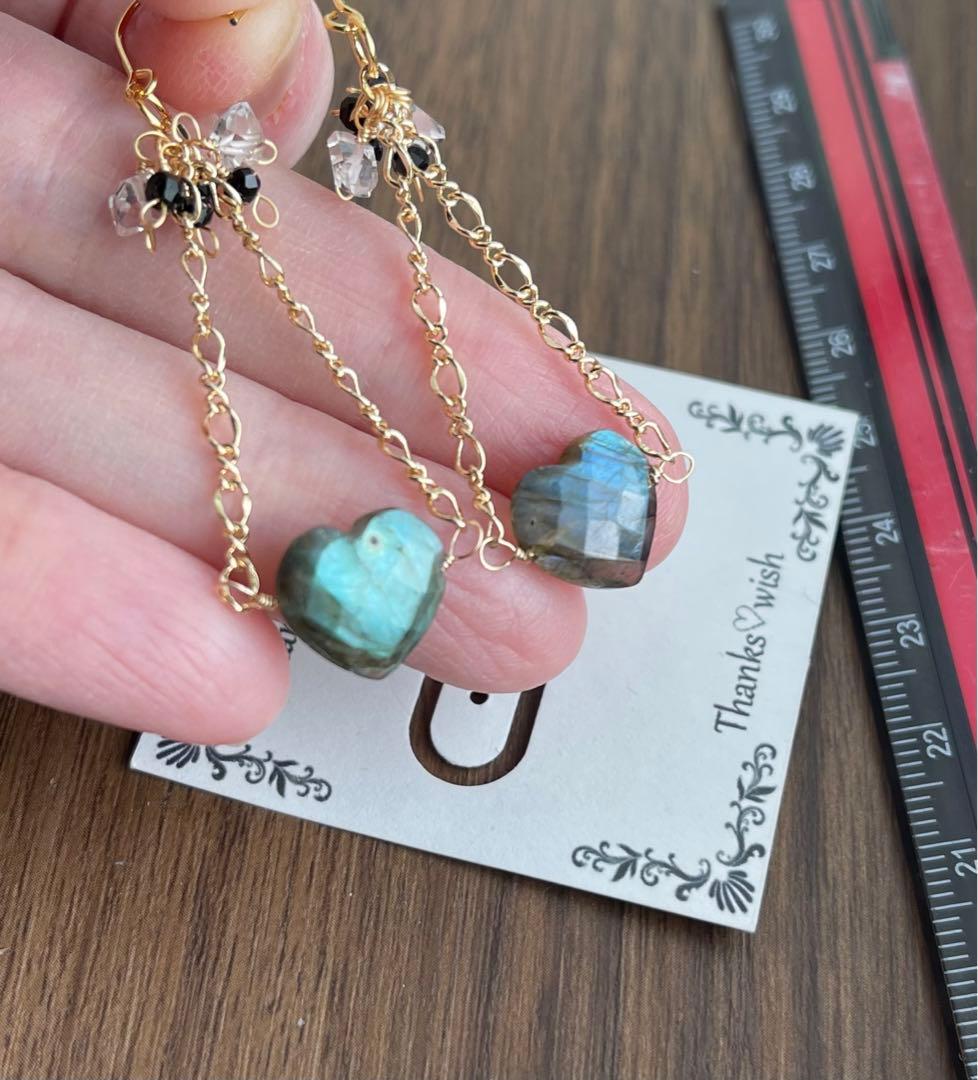 ハートラブラドライトのピアスチャーム·͜· ︎︎