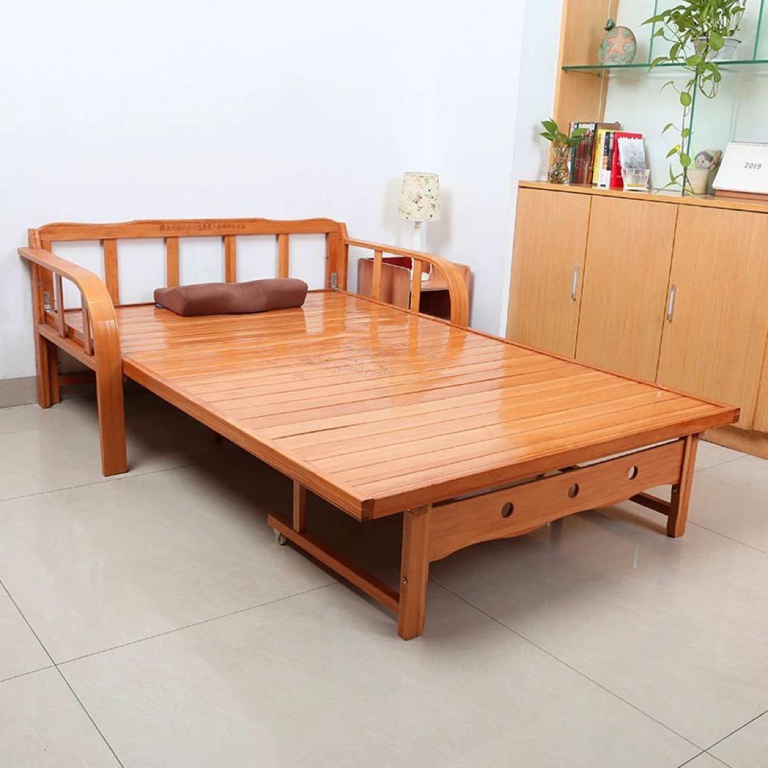 ソファ　木製ソファベッド 引き出し付き　折りたたみ ソファベッド