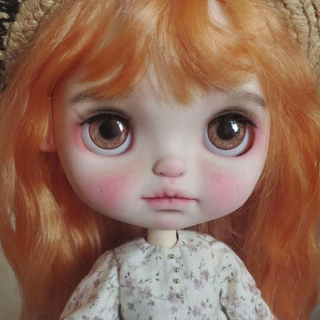 カスタムブライス 人形 カスタムドール 海外作家様 まんまる みかん色の髪
