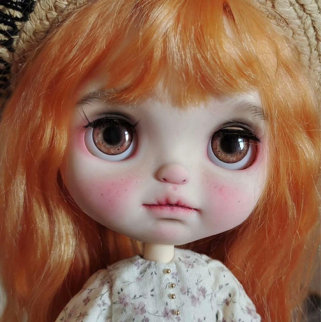 カスタムブライス 人形 カスタムドール 海外作家様 まんまる みかん色の髪