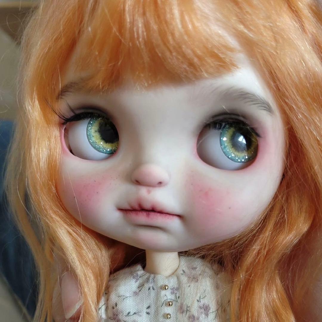 カスタムブライス 人形 カスタムドール 海外作家様 まんまる みかん色の髪