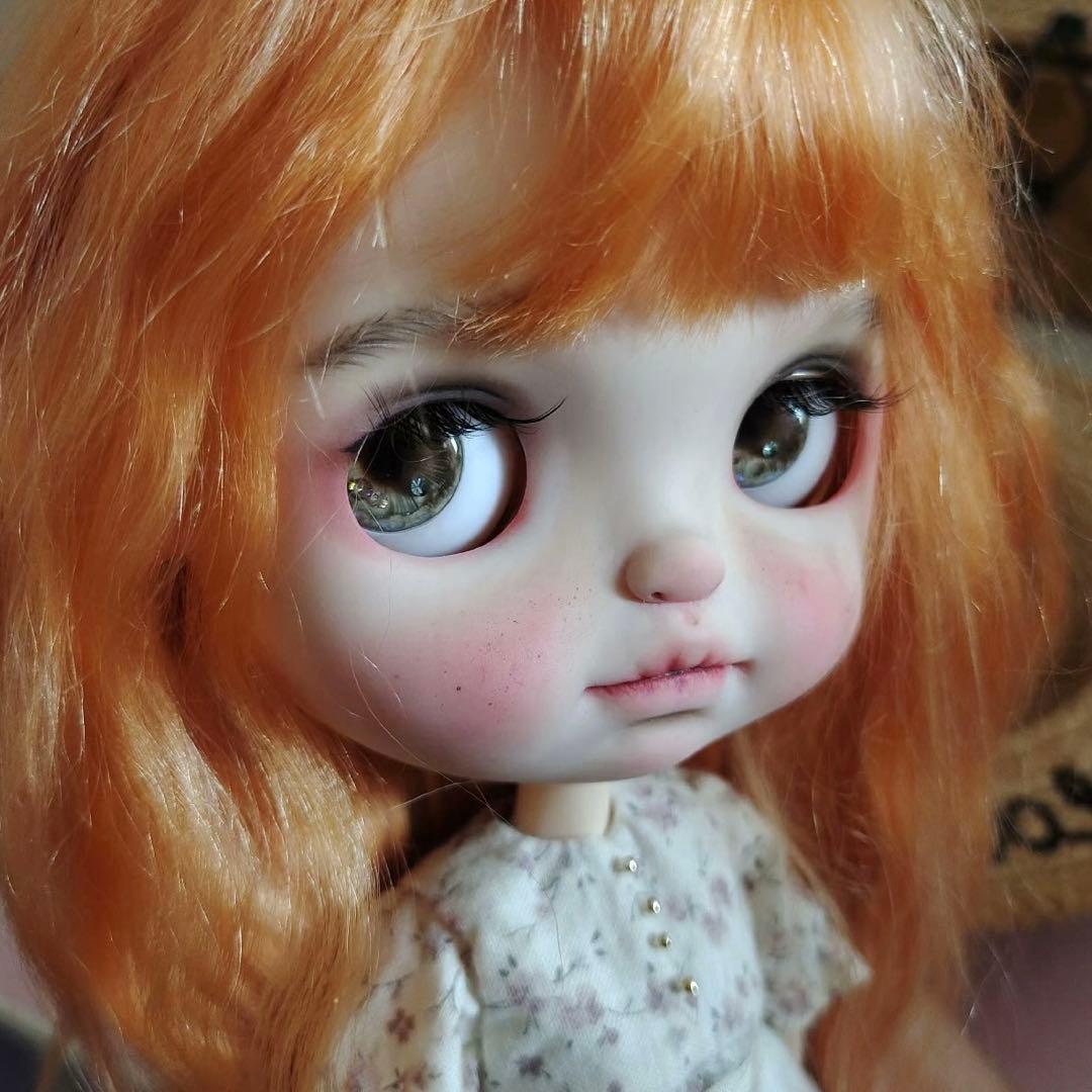 カスタムブライス 人形 カスタムドール 海外作家様 まんまる みかん色の髪