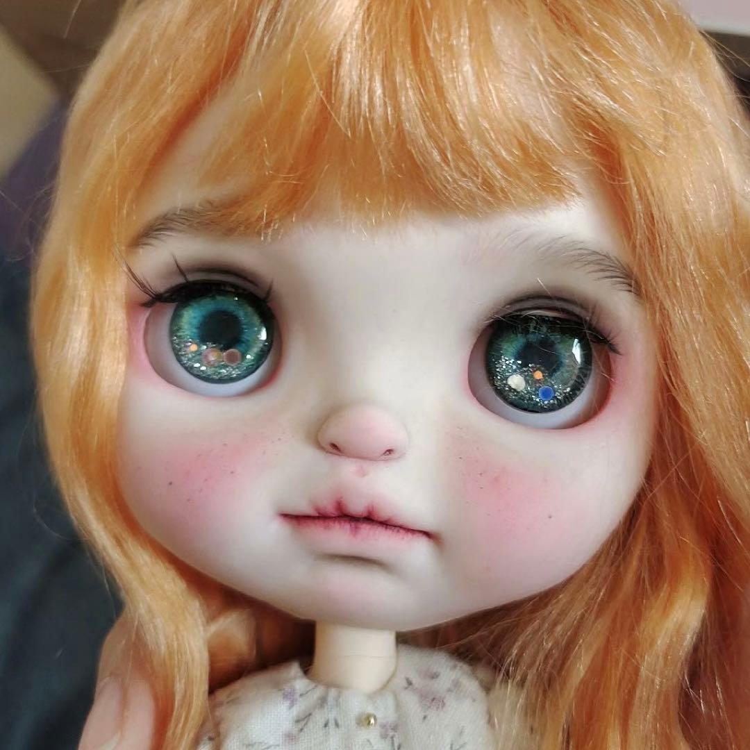 カスタムブライス 人形 カスタムドール 海外作家様 まんまる みかん色の髪