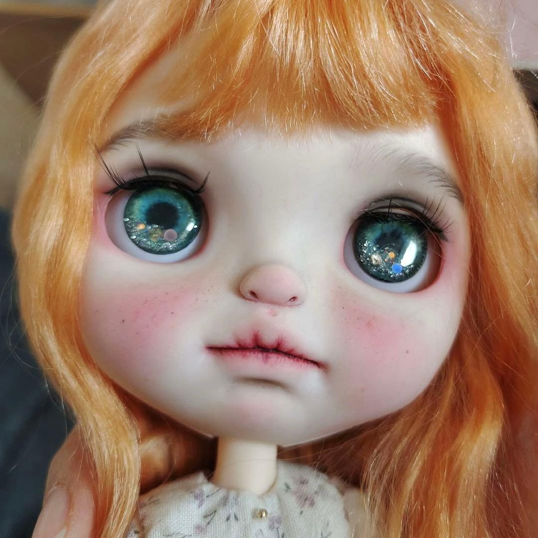 カスタムブライス 人形 カスタムドール 海外作家様 まんまる みかん色の髪