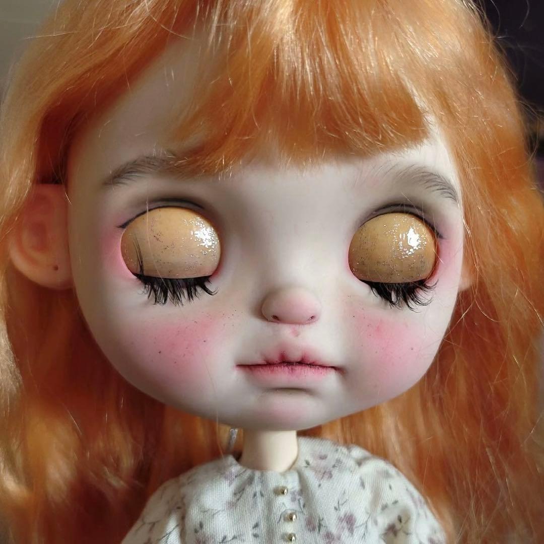 カスタムブライス 人形 カスタムドール 海外作家様 まんまる みかん色の髪