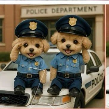 犬のお巡りさん柴犬、マルチーズ、トイプードル、シーズ、チワワ、ポメパネル生地