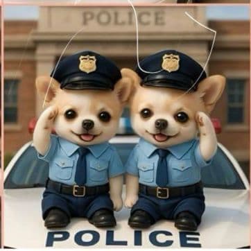 犬のお巡りさん柴犬、マルチーズ、トイプードル、シーズ、チワワ、ポメパネル生地