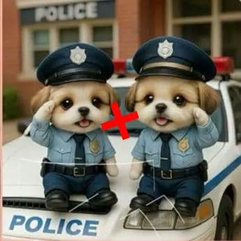 犬のお巡りさん柴犬、マルチーズ、トイプードル、シーズ、チワワ、ポメパネル生地