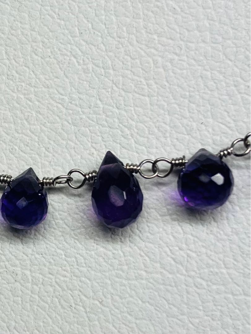 (ME-185)K18WGアメジストデザインネックレス