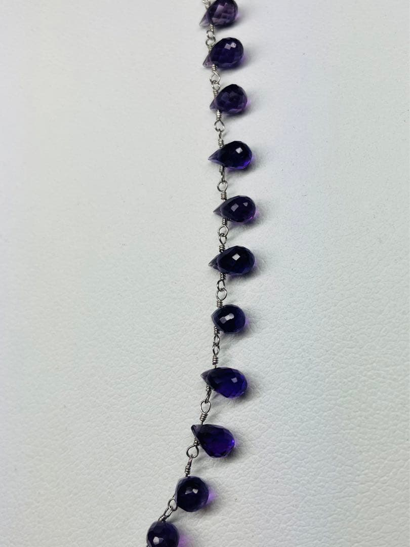 (ME-185)K18WGアメジストデザインネックレス