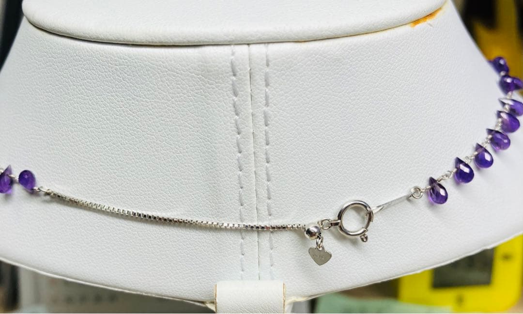 (ME-185)K18WGアメジストデザインネックレス