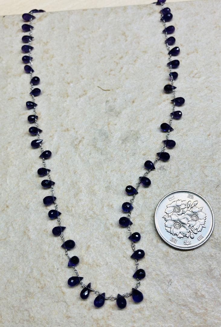 (ME-185)K18WGアメジストデザインネックレス