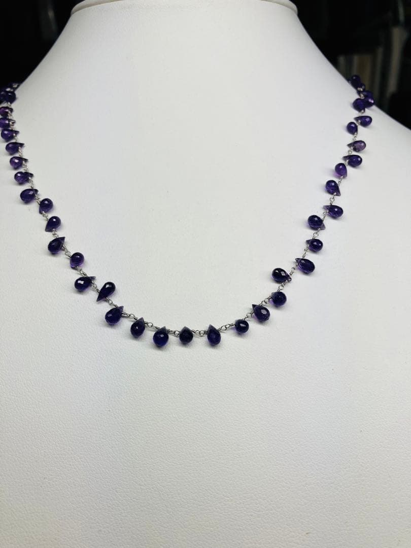 (ME-185)K18WGアメジストデザインネックレス