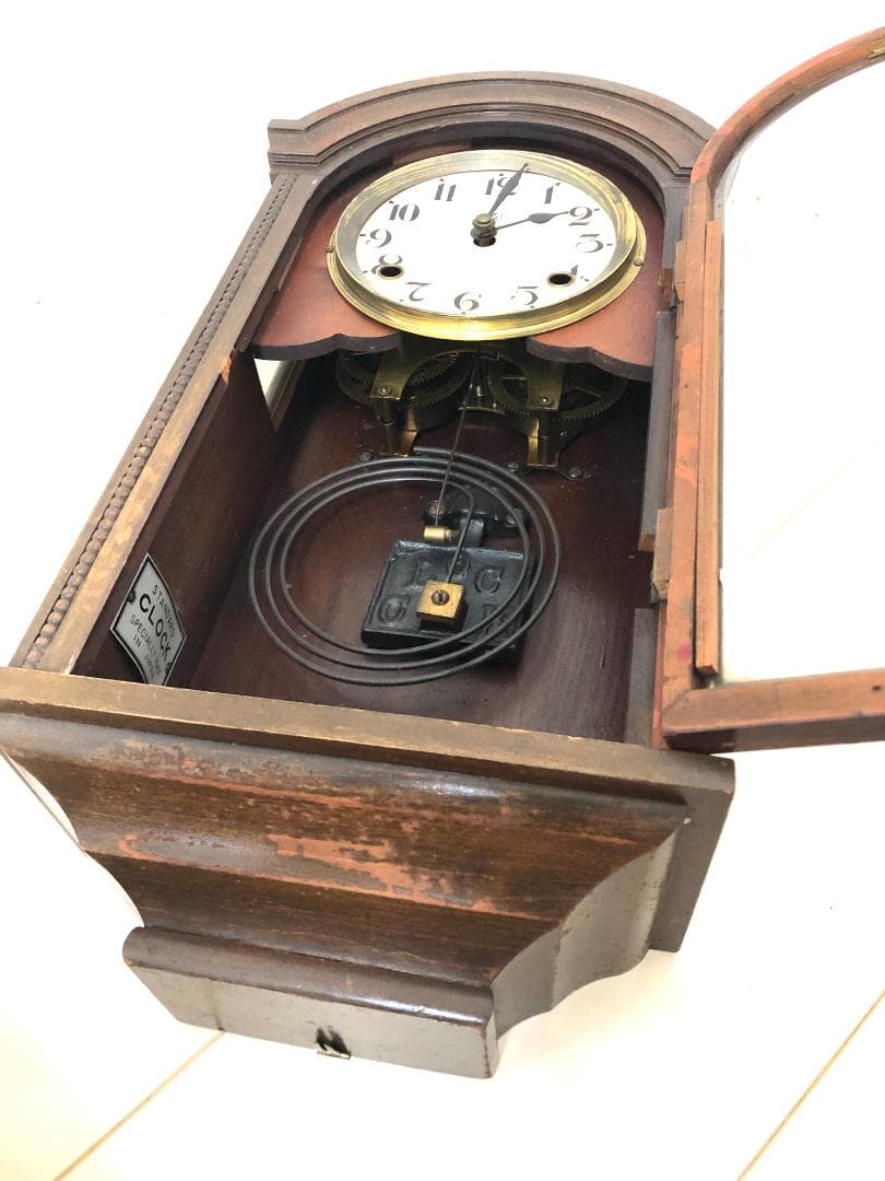 【完動品・昭和レトロ】横浜エムズイ商会 TRADE(Z)MARK 柱時計 掛時計