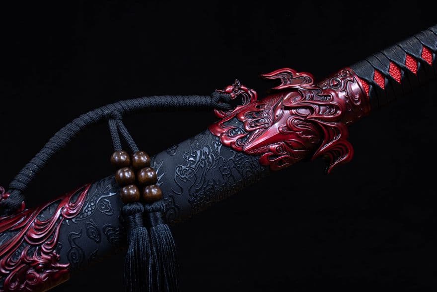蒼鸞烈炎刺繍春刀-高性能マンガン鋼 武具 刀装具 日本刀 模造刀 居合刀