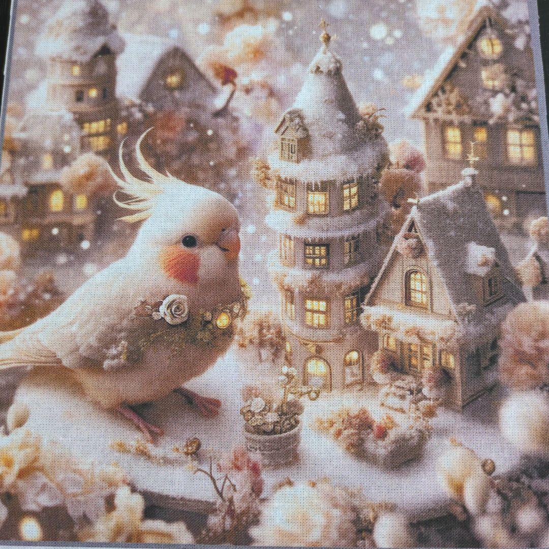 未使用 可愛いインコちゃん＆シマエナガちゃんパネル生地9枚です