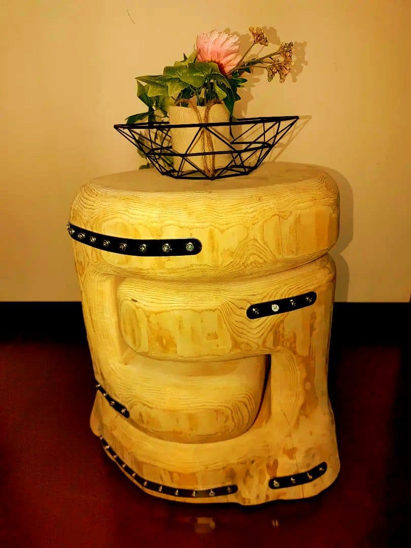 大型 切り株 ひのき ふたご 組合せ自由 テーブル 椅子 スツール 　 補強丸太