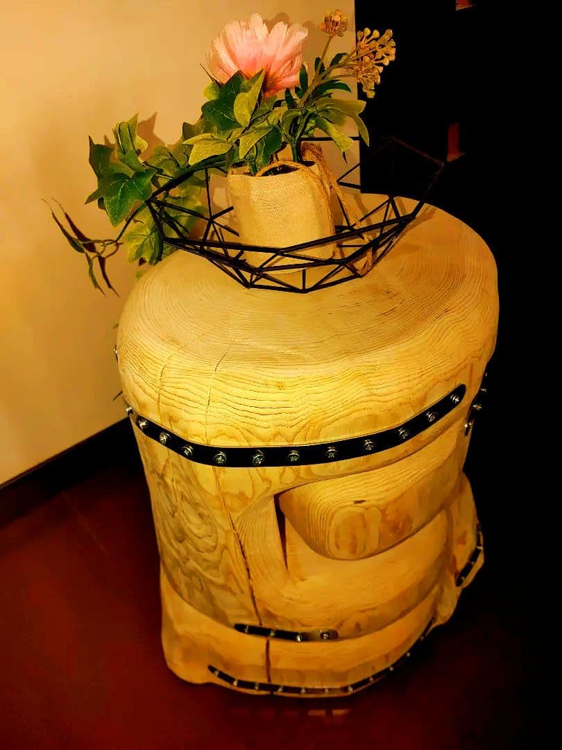 大型 切り株 ひのき ふたご 組合せ自由 テーブル 椅子 スツール 　 補強丸太