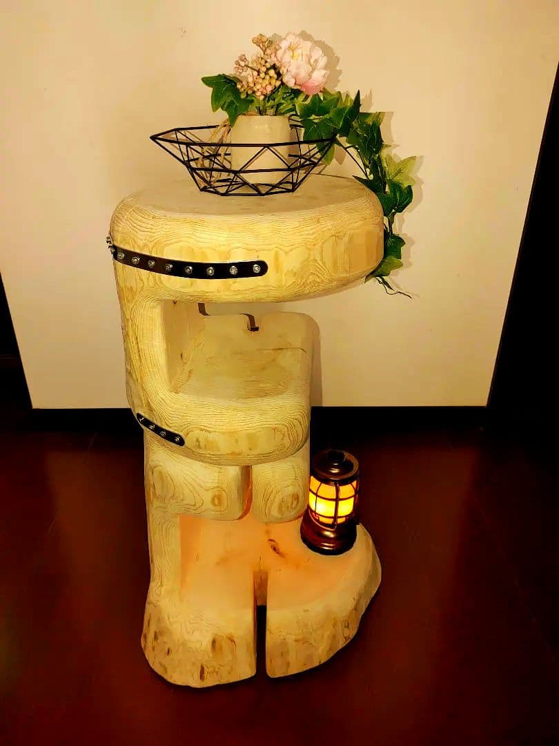 大型 切り株 ひのき ふたご 組合せ自由 テーブル 椅子 スツール 　 補強丸太