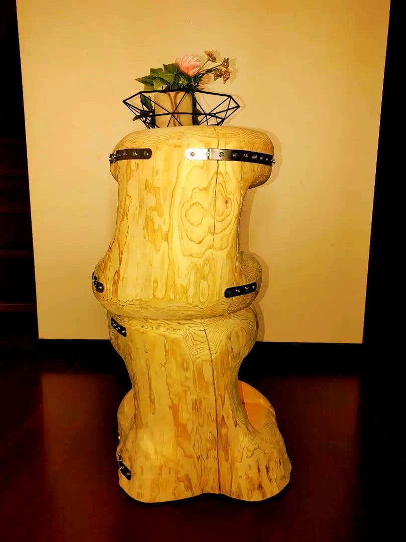 大型 切り株 ひのき ふたご 組合せ自由 テーブル 椅子 スツール 　 補強丸太