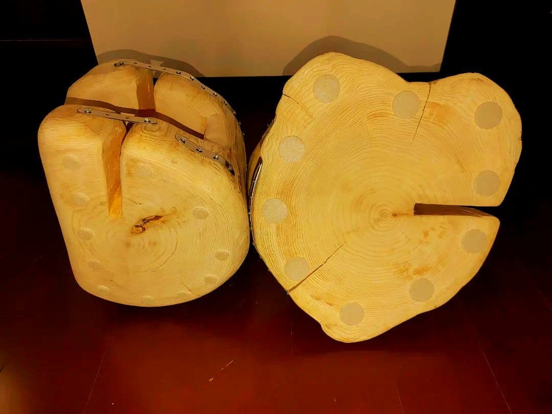 大型 切り株 ひのき ふたご 組合せ自由 テーブル 椅子 スツール 　 補強丸太