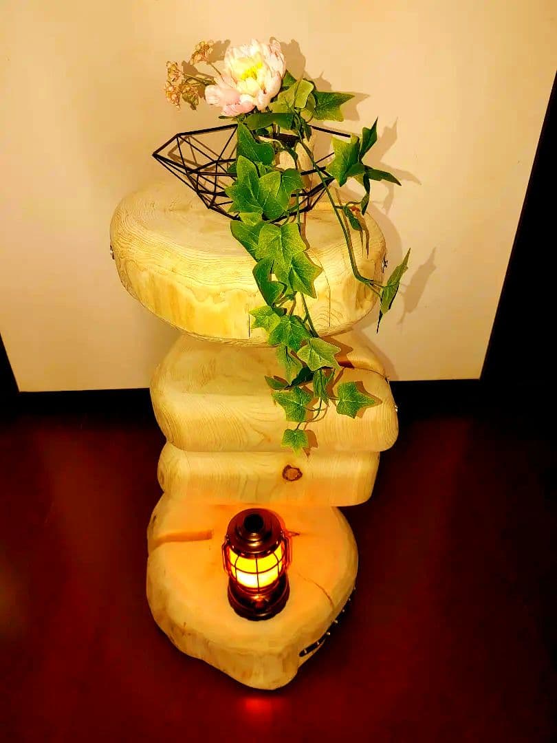 大型 切り株 ひのき ふたご 組合せ自由 テーブル 椅子 スツール 　 補強丸太