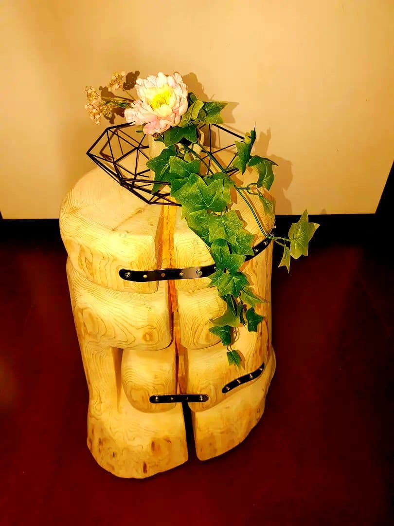 大型 切り株 ひのき ふたご 組合せ自由 テーブル 椅子 スツール 　 補強丸太