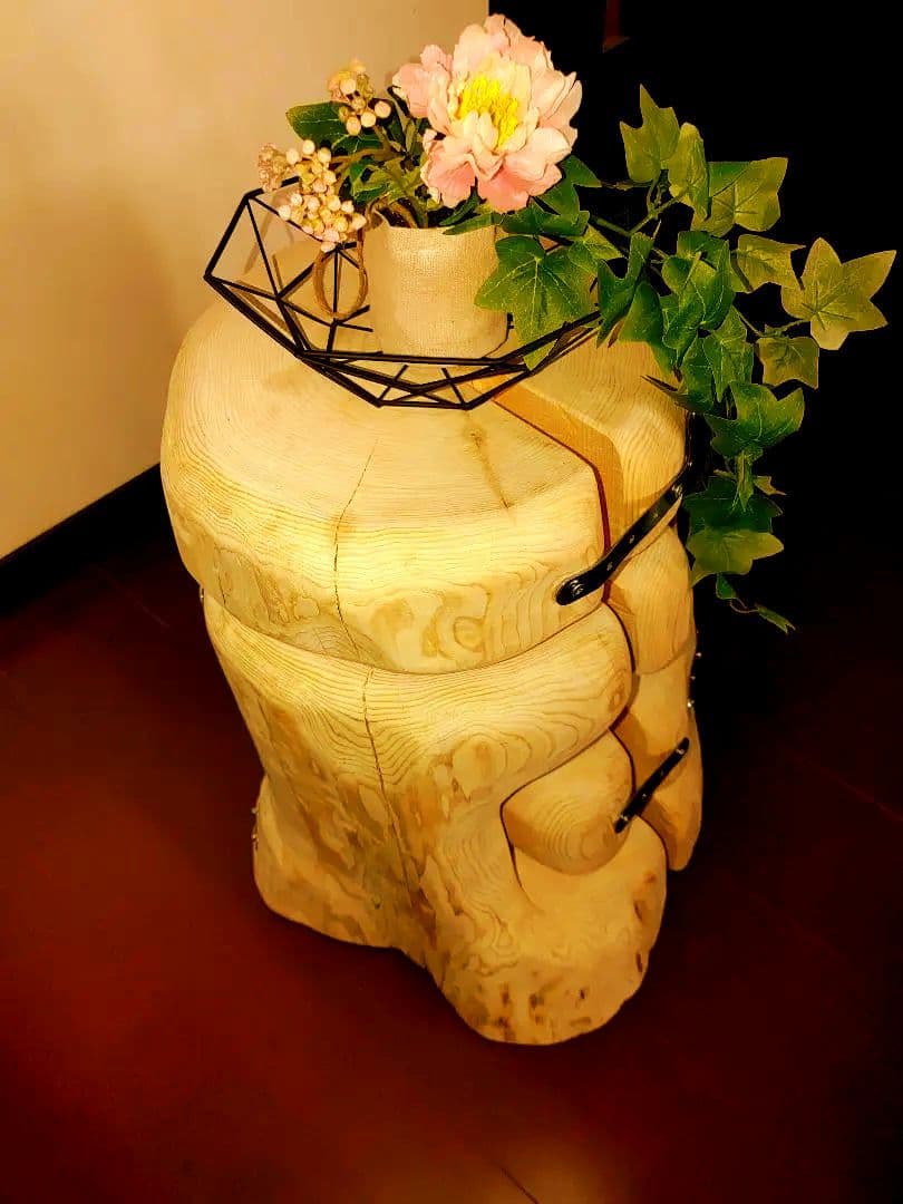 大型 切り株 ひのき ふたご 組合せ自由 テーブル 椅子 スツール 　 補強丸太