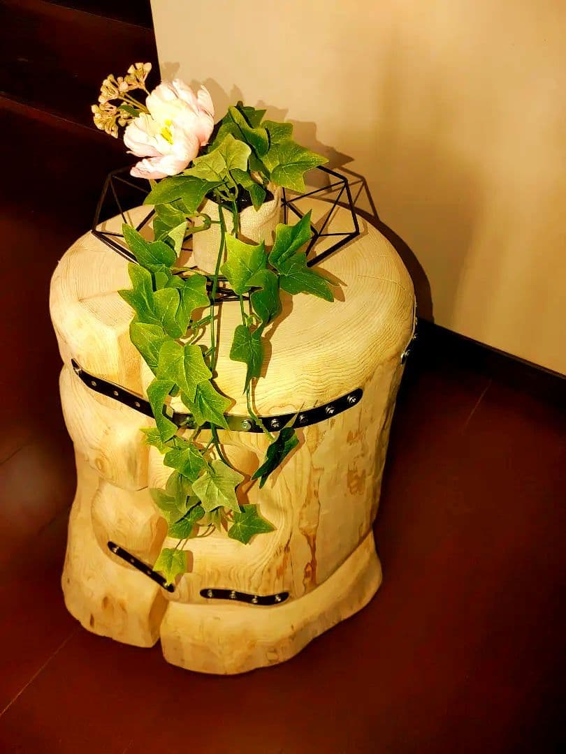 大型 切り株 ひのき ふたご 組合せ自由 テーブル 椅子 スツール 　 補強丸太