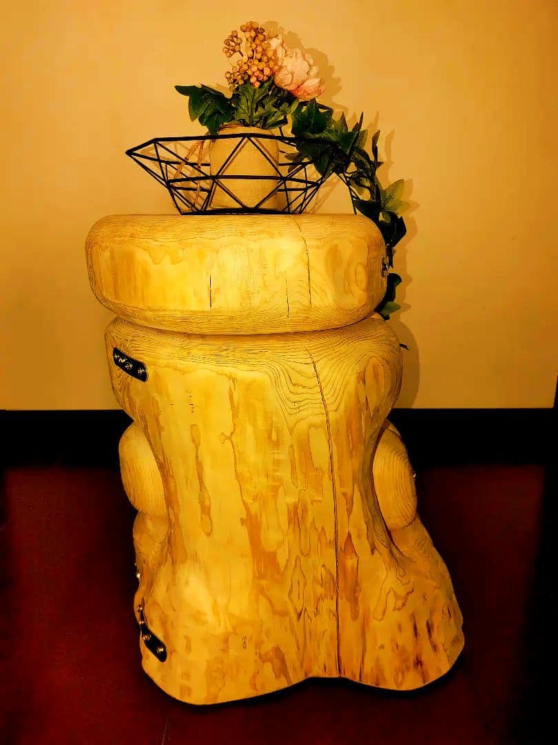 大型 切り株 ひのき ふたご 組合せ自由 テーブル 椅子 スツール 　 補強丸太