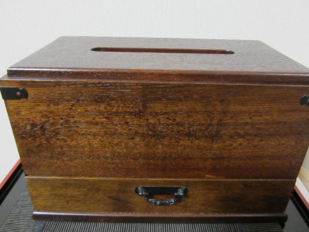 未使用◆上野村 銘木工芸◆天然木 漆塗◆小物入れ引出し ティッシュケース◆大